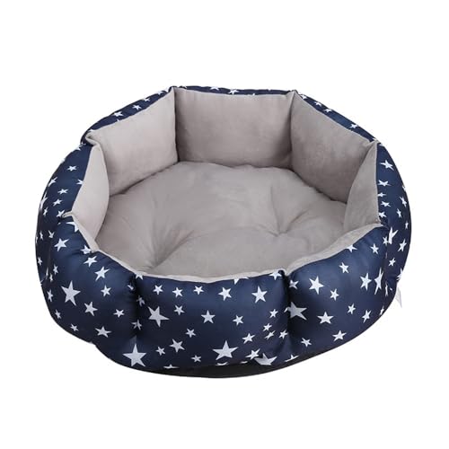 DOTBUY-SHOP Hundebet Rundes Katzenbett, PP Baumwolle Hundekissen, Plüsch-Hundekorb Hundebett Waschbar, für Groß Kleine Hunde, Katzen und Andere Haustiere (L,Blaue Sterne) von DOTBUY-SHOP