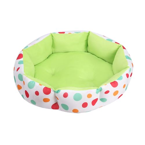 DOTBUY-SHOP Hundebet Rundes Katzenbett, PP Baumwolle Hundekissen, Plüsch-Hundekorb Hundebett Waschbar, für Groß Kleine Hunde, Katzen und Andere Haustiere (S,Grüner Punkt) von DOTBUY-SHOP