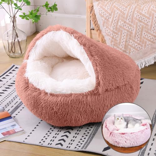 DOTBUY-SHOP Hundebet Rundes Katzenbett Dual-Use, Hundekissen Grosse Hunde Donut Kissen, Plüsch-Hundekorb Hundebett Waschbar, für Welpe, Katzen, Kätzchen, Haustiere (65cm,Dunkles Rosa) von DOTBUY-SHOP