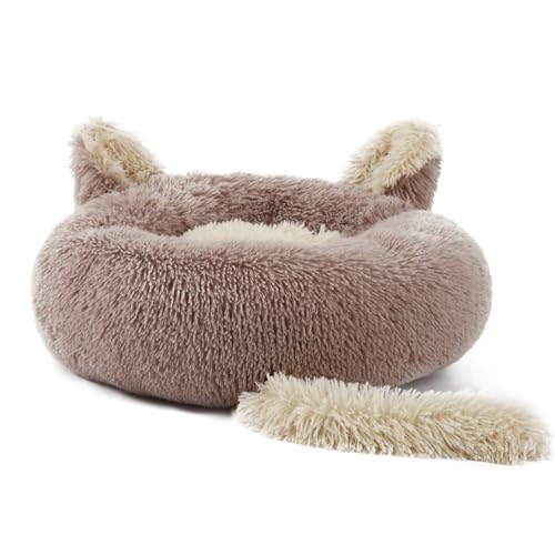 DOTBUY-SHOP Niedliche Ohren Hundebet Katzenbett, Hundekissen Grosse Hunde Kissen, Plüsch-Hundekorb Hundebett Waschbar, für Welpe, Katzen, Kätzchen, Haustiere (40cm,Hellbraun) von DOTBUY-SHOP