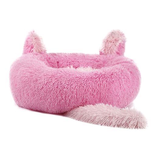 DOTBUY-SHOP Niedliche Ohren Hundebet Katzenbett, Hundekissen Grosse Hunde Kissen, Plüsch-Hundekorb Hundebett Waschbar, für Welpe, Katzen, Kätzchen, Haustiere (60cm,Rosa) von DOTBUY-SHOP