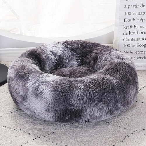 DOTBUY-SHOP Rund Hundebet Katzenbett, Hundekissen Grosse Hunde Kissen, Plüsch-Hundekorb Hundebett Waschbar, für Welpe, Kätzchen, Haustiere, Katzen (50cm,Grau) von DOTBUY-SHOP
