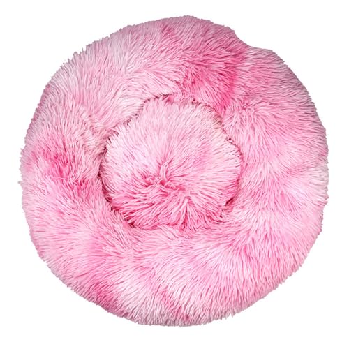 DOTBUY-SHOP Tie-Dye Hundebet Rundes Katzenbett, Hundekissen Grosse Hunde Kissen, Plüsch-Hundekorb Hundebett Waschbar, für Welpe, Katzen, Kätzchen, Haustiere (40CM,Rosa) von DOTBUY-SHOP