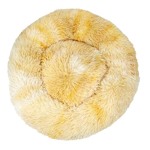 DOTBUY-SHOP Tie-Dye Hundebet Rundes Katzenbett, Hundekissen Grosse Hunde Kissen, Plüsch-Hundekorb Hundebett Waschbar, für Welpe, Katzen, Kätzchen, Haustiere (60CM,Gelb) von DOTBUY-SHOP