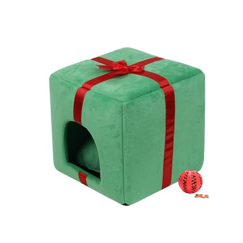 DOTBUY-SHOP Weihnachten Hundebet Katzenbett, Hundekissen Grosse Hunde Kissen, Plüsch-Hundekorb Hundebett Waschbar, für Welpe, Kätzchen, Haustiere, Katzen (Geschenk Grün,S) von DOTBUY-SHOP
