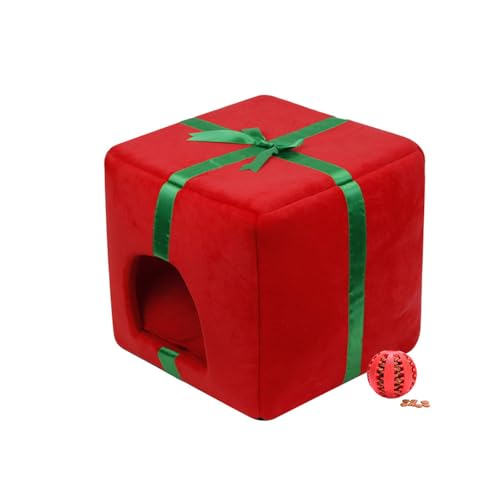 DOTBUY-SHOP Weihnachten Hundebet Katzenbett, Hundekissen Grosse Hunde Kissen, Plüsch-Hundekorb Hundebett Waschbar, für Welpe, Kätzchen, Haustiere, Katzen (Geschenk Rot,S) von DOTBUY-SHOP