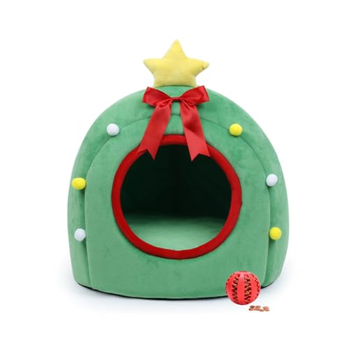 DOTBUY-SHOP Weihnachten Hundebet Katzenbett, Hundekissen Grosse Hunde Kissen, Plüsch-Hundekorb Hundebett Waschbar, für Welpe, Kätzchen, Haustiere, Katzen (Haus Grün,L) von DOTBUY-SHOP