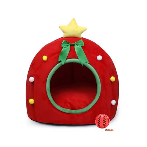 DOTBUY-SHOP Weihnachten Hundebet Katzenbett, Hundekissen Grosse Hunde Kissen, Plüsch-Hundekorb Hundebett Waschbar, für Welpe, Kätzchen, Haustiere, Katzen (Haus Rot,S) von DOTBUY-SHOP