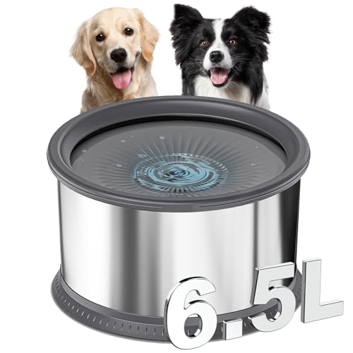 6.5L Hund Wassernapf, Kein Verschütten & Spritzwassergeschützt, Edelstahl Langsam Trinkender Haustiernapf, Großer rutschfester Wassernapf für unordentliche Trinker 6.5L Hund Wassernapf, Kein Verschütten & Spritzwassergeschützt, Edelstahl Langsam Trinkender Haustiernapf, Großer rutschfester Wassernapf für unordentliche Trinker von DOTWAYAW