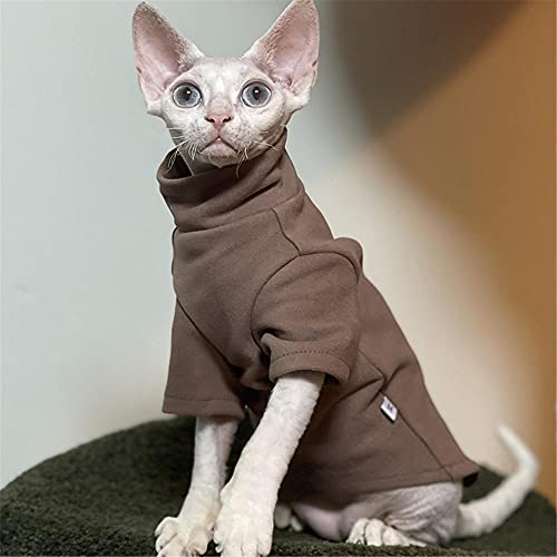 DOUJIN Haarlose Katze für Sphynx/Devon Katzenkleidung, Brown Heats Samt Cat Base Shirt-S von DOUJIN