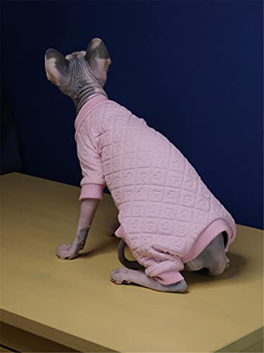 DOUJIN Haarlose Katze für Sphynx/Devon Katzenkleidung, Reine Baumwolle Gesteppte Vier Füße Sphynx Katzenkleidung-L +_pink von DOUJIN