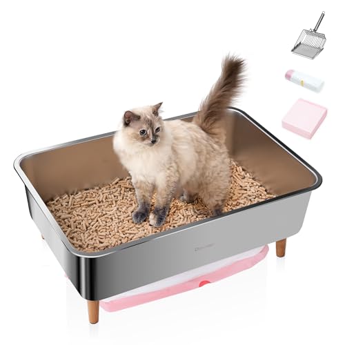 DOUNAPI Edelstahl-Siebtoilette für Kiefernpellet-Katzenstreu, nicht klumpendes Katzentoilettensystem mit Staubsammelschublade, Größe XL DOUNAPI Edelstahl-Siebtoilette für Kiefernpellet-Katzenstreu, nicht klumpendes Katzentoilettensystem mit Staubsammelschublade, Größe XL von DOUNAPI