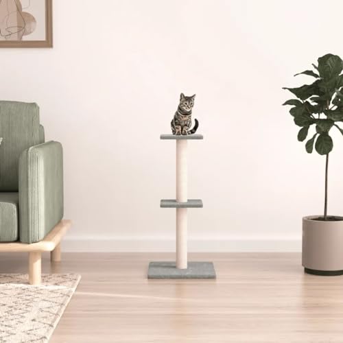 Kratzbaum mit Sisal-Kratzsäulen, Hellgrau, 73 cm, Kratzbaum mit Sisal-Kratzsäulen Creme, Katzenturm, Katzenkratzbaum, Katzenmöbel Kratzbaum mit Sisal-Kratzsäulen, Hellgrau, 73 cm, Kratzbaum mit Sisal-Kratzsäulen Creme, Katzenturm, Katzenkratzbaum, Katzenmöbel von DOUSMHII