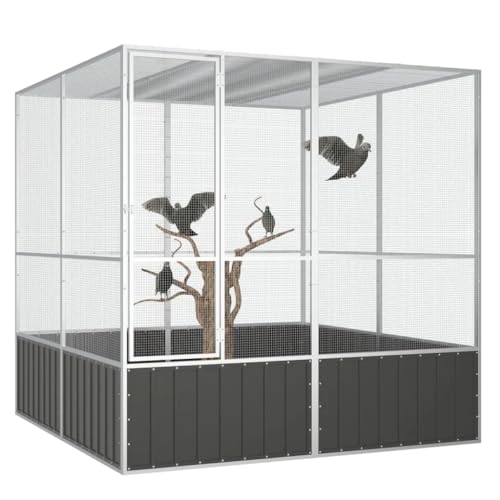 Vogelkäfig, Anthrazit, 213,5 x 217,5 x 211,5 cm, aus verzinktem Stahl, Möbeldekoration, Artikel für Haustiere, Zubehör für Vögel, Käfige & Sitzstangen für Vögel, Anthrazit Vogelkäfig, Anthrazit, 213,5 x 217,5 x 211,5 cm, aus verzinktem Stahl, Möbeldekoration, Artikel für Haustiere, Zubehör für Vögel, Käfige & Sitzstangen für Vögel, Anthrazit von DOUSMHII