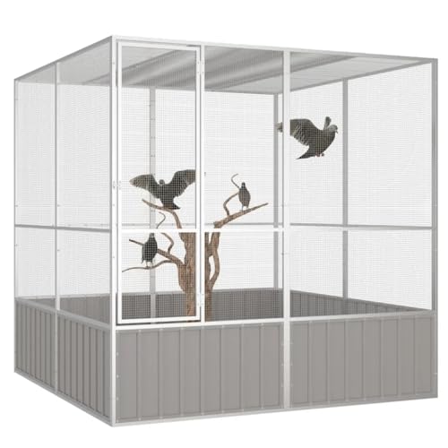 Vogelkäfig, Anthrazit, 213,5 x 217,5 x 211,5 cm, aus verzinktem Stahl, Möbeldekoration, Artikel für Haustiere, Zubehör für Vögel, Käfige & Sitzstangen für Vögel, Grau Vogelkäfig, Anthrazit, 213,5 x 217,5 x 211,5 cm, aus verzinktem Stahl, Möbeldekoration, Artikel für Haustiere, Zubehör für Vögel, Käfige & Sitzstangen für Vögel, Grau von DOUSMHII