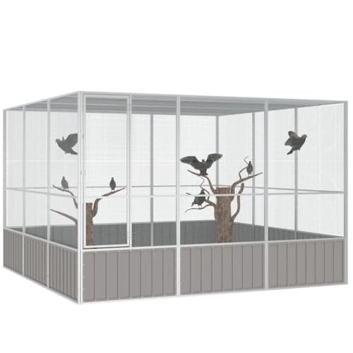 Vogelkäfig, Anthrazit, 302,5 x 324,5 x 211,5 cm, aus verzinktem Stahl, Möbeldekoration, Artikel für Haustiere, Zubehör für Vögel, Käfige & Sitzstangen für Vögel, Grau Vogelkäfig, Anthrazit, 302,5 x 324,5 x 211,5 cm, aus verzinktem Stahl, Möbeldekoration, Artikel für Haustiere, Zubehör für Vögel, Käfige & Sitzstangen für Vögel, Grau von DOUSMHII