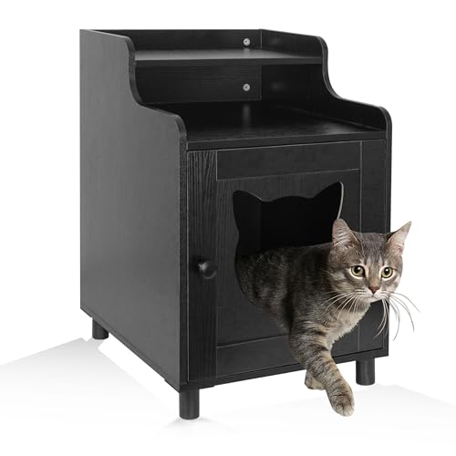 DOUSY Cat Little Box Enclosure, Indoor Cat House & Side End Table/Nightstand, Kitten Size, Hidden Little Box Furniture, Wooden Cat Washroom, 15.8 x 15.8 x 24 Inches, Black DOUSY Cat Little Box Enclosure, Indoor Cat House & Side End Table/Nightstand, Kitten Size, Hidden Little Box Furniture, Wooden Cat Washroom, 15.8 x 15.8 x 24 Inches, Black von DOUSY