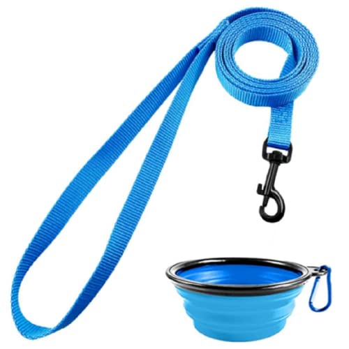 DOYOO 1 Packung Hundeleine, starke und langlebige Leine mit einfach zu bedienendem Halsbandhaken, Hundeleine für mit faltbarem Futternapf, 1 Packung, blau) von DOYOO