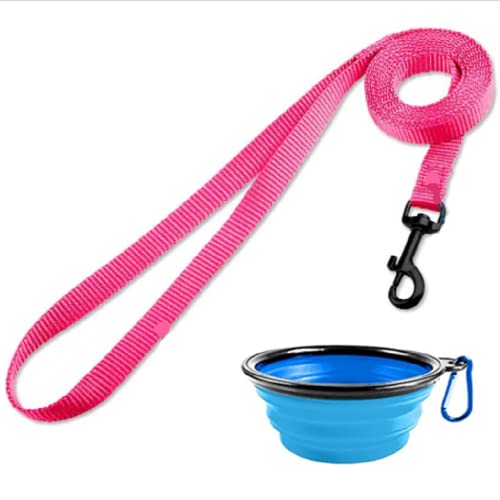 DOYOO 1 Packung Hundeleine, starke und langlebige Leine mit einfach zu bedienendem Halsbandhaken, Hundeleine für mit faltbarem Futternapf, 1 Packung, rosa) von DOYOO