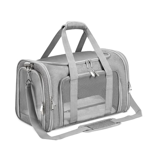 Tragetasche für Katzen / Haustiere / Hunde mit weichen Seiten, tragbar, faltbar, für Katzen / Hunde, mit Schultergurt und abnehmbarer Matte, robuster Welpenkorb mit 7,3 kg, von Fluggesellschaften Tragetasche für Katzen / Haustiere / Hunde mit weichen Seiten, tragbar, faltbar, für Katzen / Hunde, mit Schultergurt und abnehmbarer Matte, robuster Welpenkorb mit 7,3 kg, von Fluggesellschaften von DPWEION