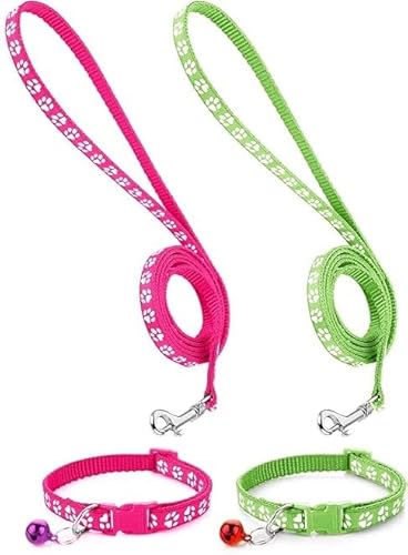2-teiliges Welpenhalsband und Leine, verstellbares Trainingsseil, weiches Nylon, für Welpen, kleine Hunde, Rosa / Blau 2-teiliges Welpenhalsband und Leine, verstellbares Trainingsseil, weiches Nylon, für Welpen, kleine Hunde, Rosa / Blau von DPWOUM