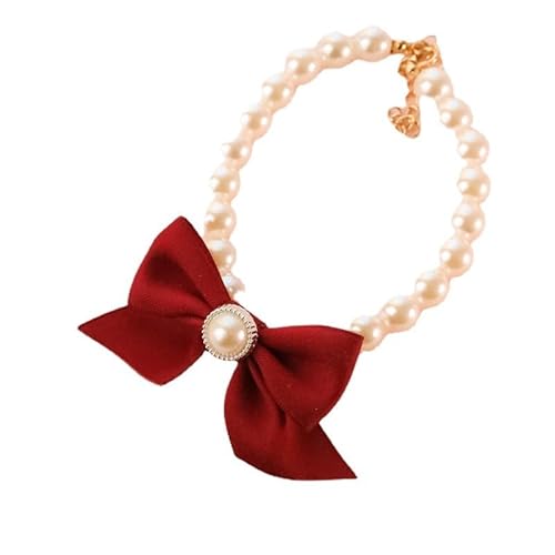 Red Fashions Hundehalsband, Perlen-Halskette, Diamant-Kristall, Katzenhalsband, Kätzchen, Welpen, Schmuck, Halsband für Welpen, Haustiere, Halsband, Zubehör, dekorative Hundeleine (M, 25–31 cm) von DPWOUM