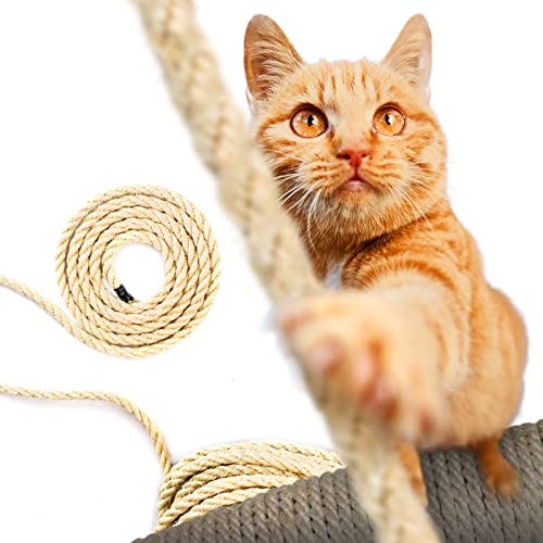 DQ-PP SISALSEIL | 10 m | 8 mm stark | Natürliches Sisal Seil für Kratzbaum Katzenbaum | Kratzseil DIY Fuer Katzen Ersatzteile von DQ-PP