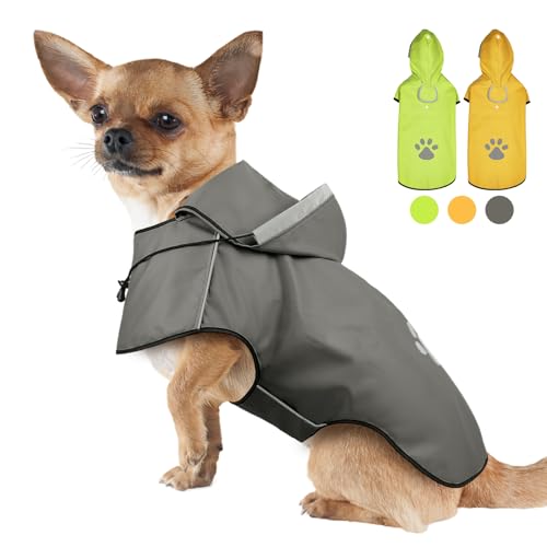 Hunde Regenjacke DQGHQME Haustier Hund Regenmantel mit Kapuze, Einstellbare Hunderegenmantel, Hundemantel Wasserdicht, Reflektierend Regencape Hund, Regenjacken für Klein Mittelgroße Groß Hunde, S von DQGHQME