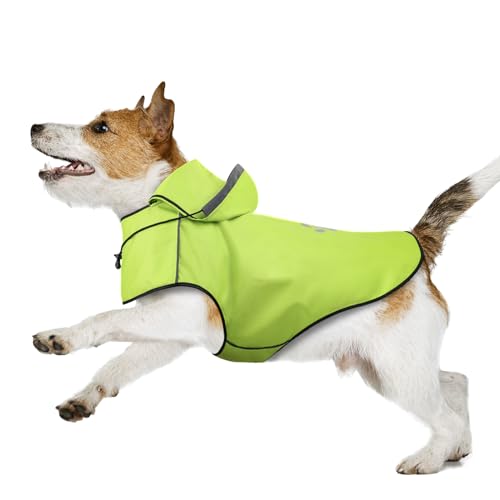 Hunde Regenmantel Kleine Hunde, Einstellbare Regenjacke Hund DQGHQME Hunderegenmantel 100% Wasserdicht, Regenjacken für Hunde Mit Kapuze, Reflektierende Regencape Hund, Ultraleicht Hunderegenjacke -S von DQGHQME