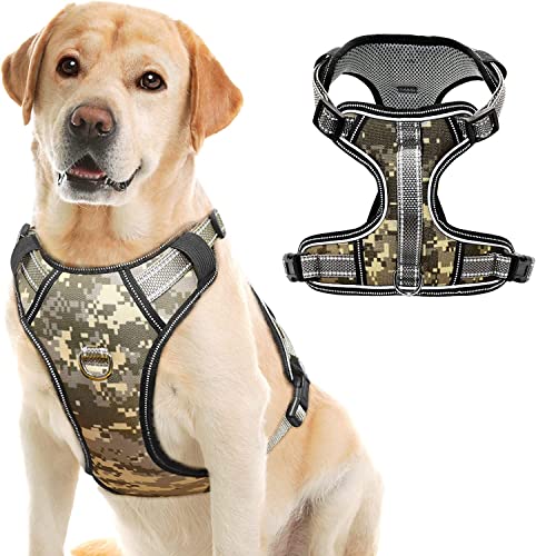 Hundegeschirr für Große Hunde DQGHQME No Pull Reflektierend Weich Gepolstert Geschirr Hund, Anti Zug Sicherheitsgeschirr Hund, Atmungsaktiv Einstellbar Hunde Geschirrset Für Outdoor Kontrolle - XL von DQGHQME