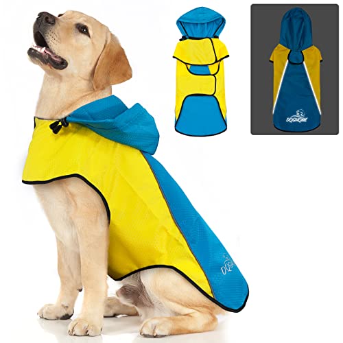 DQGHQME Regenjacke Hund, Wasserdichter Regenmantel, Einstellbare Regencape, Reflektierender Ultraleichter Hundemantel für Große Mittlere Kleine Haustiere (M) von DQGHQME