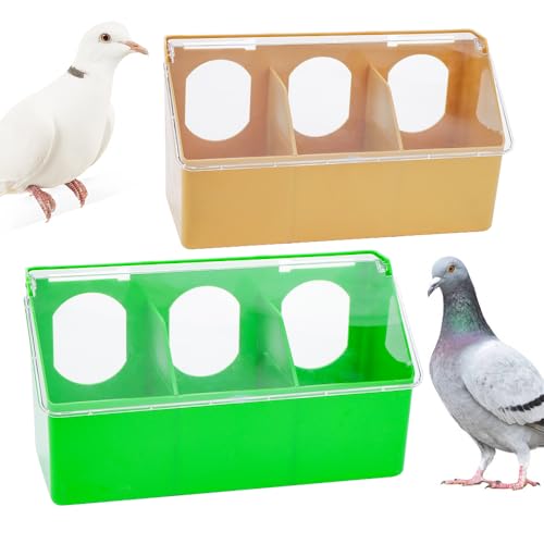 2 Stück Taubenfutterstation aus Kunststoff für Vögel, Futterspender, Taubenfutter, Hängebox für Geflügel, Tauben, Papageien, Wellensittiche, Sittiche, Käfig (drei Löcher) von DQITJ