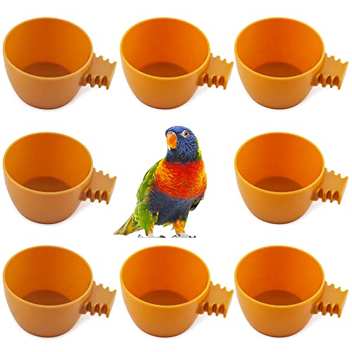 8 Stück kleine Vögel Kunststoff Futterspender Papageien kleine Futterschalen Wassernapf Käfig Sandbecher Futterhalter (gelb) von DQITJ