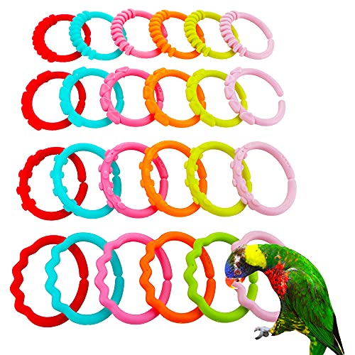DQITJ 24 Stück Vogel-Kauspielzeug Papagei Kunststoff große Glieder DIY Käfig Zubehör von DQITJ