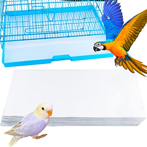 DQITJ Futterpapier für Vogelkäfig, groß, aus Vlies, vorgeschnitten, saugfähig, 57,9 x 26,9 cm, 100 Stück von DQITJ