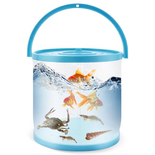 Faltbarer kleiner Aquarium-Transportbehälter zum Fangen und Freilassen von Tieren, Strand, Pool und See (blau) von DQITJ