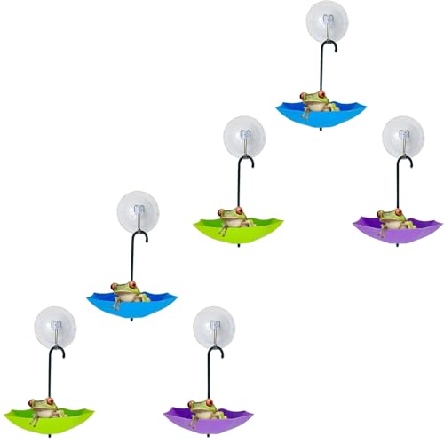 Frosch-Lebensräume in Regenschirmform mit 6 Saugnäpfen, Reptilien-Terrarium, Dekoration für Baum, Frosch, Kröte, Kaulquappe, 6 Stück von DQITJ