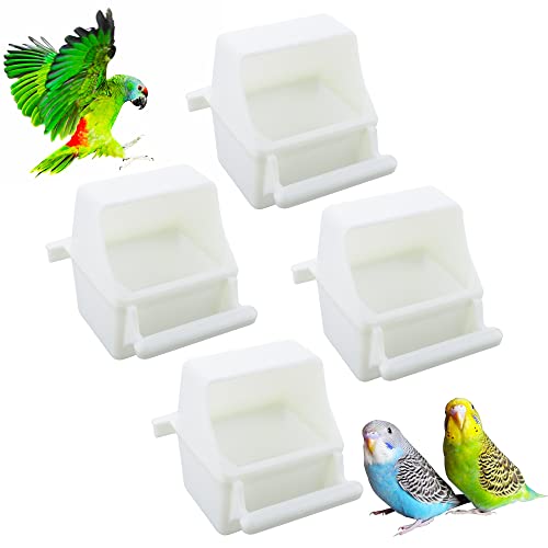 Futter- und Wasserspender für Vögel, klein, Kunststoff, zum Aufhängen, Weiß, 4 Stück von DQITJ
