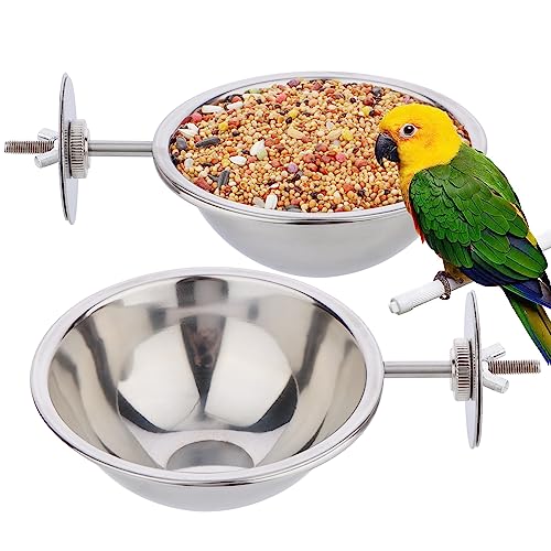 Futternapf für Vögel, Edelstahl, mit Klemmhalter für Vögel, Papageien, Sittiche, Aras, Finken, Lovebirds Nymphensittiche, Sittiche, Sittiche, Wellensittiche, Wellensittiche, 2 Stück Futternapf für Vögel, Edelstahl, mit Klemmhalter für Vögel, Papageien, Sittiche, Aras, Finken, Lovebirds Nymphensittiche, Sittiche, Sittiche, Wellensittiche, Wellensittiche, 2 Stück von DQITJ