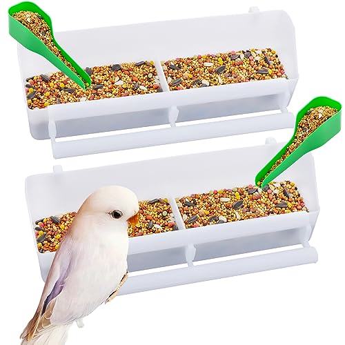 Futterspender für Vögel, Kunststoff, Doppelschlitze, für Taubenfutter und Wasser, mit 2 Kunststoff-Löffeln, 2 Stück von DQITJ