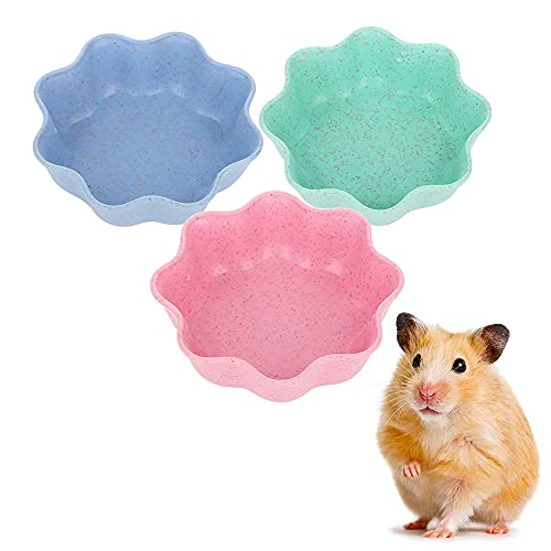 Hamster-Fressnapf für Hamster, Ratten, Mäuse und andere kleine Tiere (rosa, grün und blau), 3 Stück von DQITJ