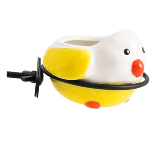 Vogelkäfig-Futternapf aus Keramik, mit Klemmhalter, Futter-Wassernapf für Kanarienvögel, Finken, Sittiche, Wellensittiche, Nymphensittiche, Nymphensittiche, Lovebird (Gelb) von DQITJ