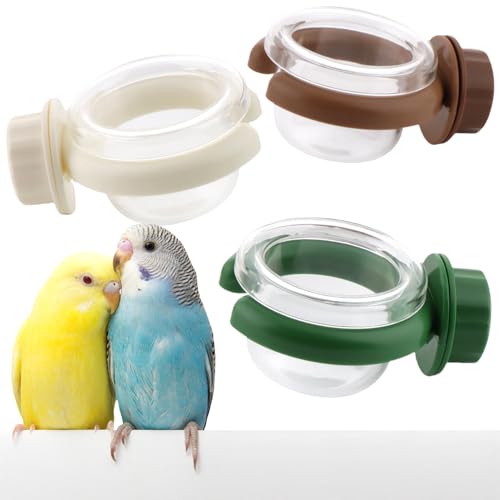 Vogelkäfig-Futterstation für Vögel, tragbar, Kunststoff, mit Klemme, für Sittiche, Wellensittiche, Nymphensittiche, Nymphensittiche, kleine Vögel, 3 Stück (runder Becher) von DQITJ