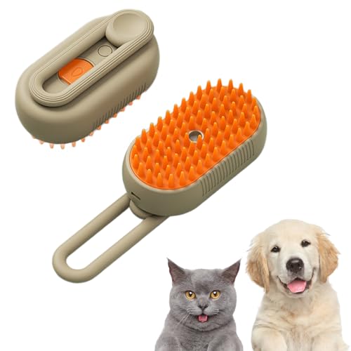 DRABEX Steamy Brush Pro, 3 In 1 Steamy Pet Brush, 360° Swivel Handle, Pet Spray Massage Comb for Cats and Dogs, One-Click Spray Anti-Flying Comb, Bath Brush (Brown) von DRABEX