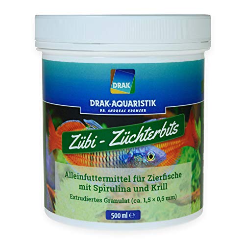 DRAK-Aquaristik Zübi - Züchter-Bits mit Spirulina und Krill in der Dose 500 ml - Alleinfuttermittel für Zierfische von DRAK-Aquaristik