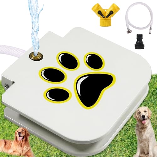 Outdoor Hund Wasserbrunnen Step On - Upgrade Großer Hund Sprinkler Trinkwasserspender Hund Pfote Waterer Aktiviert mit Edelstahl Geflochtenem Schlauch Outdoor Hund Wasserbrunnen Step On - Upgrade Großer Hund Sprinkler Trinkwasserspender Hund Pfote Waterer Aktiviert mit Edelstahl Geflochtenem Schlauch von DRAROAD