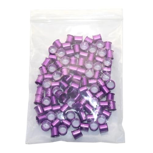 Digitaler Fußring aus Aluminium, 100 Stück, 8 mm Durchmesser, Taubenvogel, personalisierbar, 4 Farben, Nr. 001-100, digitale Ringe aus Aluminium (violett) von DRBAPQLXD