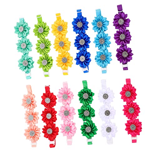 DRESSOOS Niedliches Hundehalsband mit Blumenmuster Fliege für Katzen und Kätzchen Atmungsaktiv und Verstellbar 12 Stück von DRESSOOS