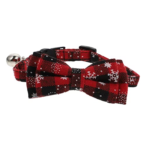 DRESSOOS Katzenhalsband Mit Fliege Haustierhalsband Weihnachts-haustierhalskette Weihnachtselemente Verstellbar Für Katzen Und Kleintiere Weiche Baumwolle Polyester von DRESSOOS