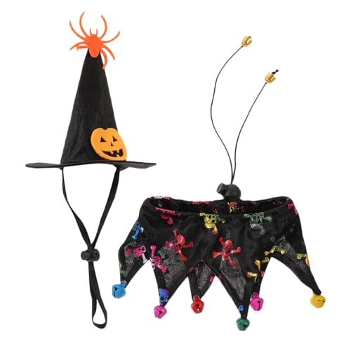 DRESSOOS Halloween Elements Katzenhalsband-mützen-Set Kätzchen Hundekostüm Kürbis Verstellbar Für Mehr Komfort Ideal Für Fotos Und Veranstaltungen von DRESSOOS
